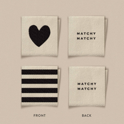 Black Heart and Stripe Square Labels