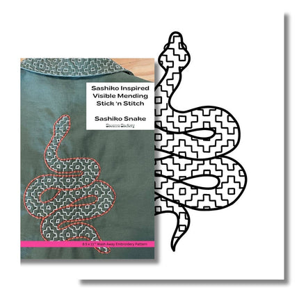 Sashiko Snake - Visible Mending Stick and Stitch Pattern