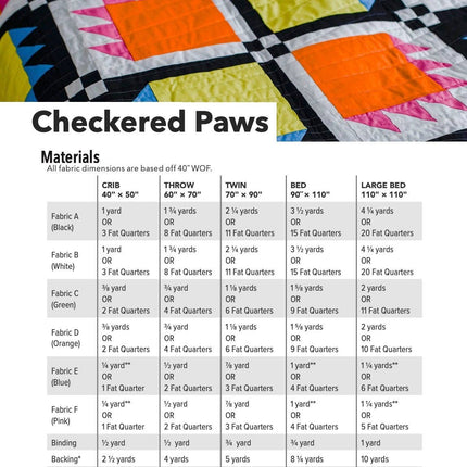 Checkered Paws Quilt Pattern