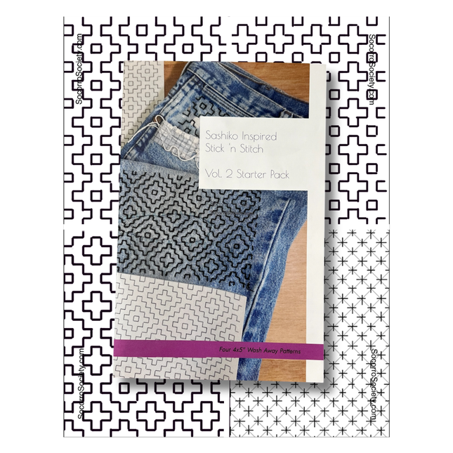 Sashiko Inspired Mending Stick and Stitch Patterns- Vol 2