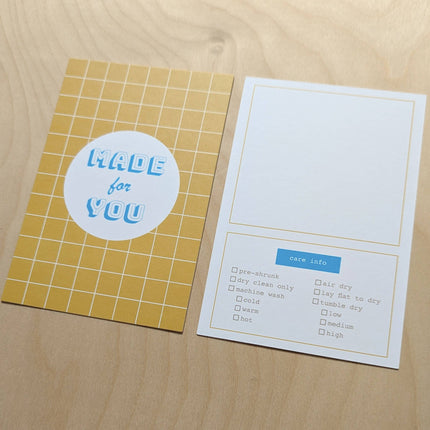 Kohamche - Cards with Care Instructions for Handmade Gifts